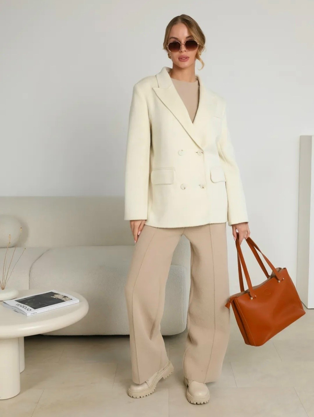 полупальто пиджак оверсайз шерсть white one,жакеты и пальто,жакет,пальто пиджак,шерстяное пальто answear lab бежевый