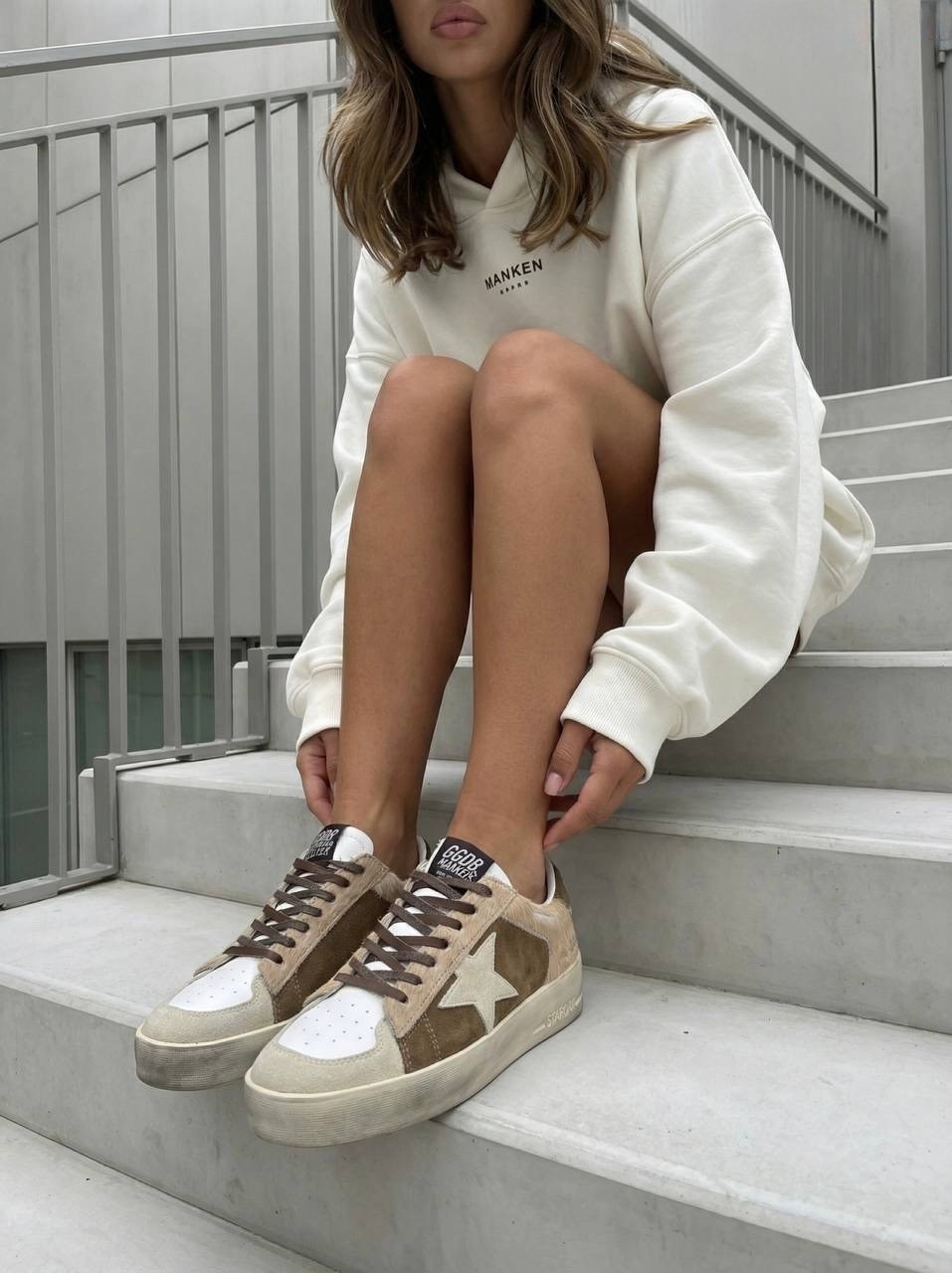 кроссовки golden goose hi star из замши коричневый,,кроссовки golden goose hi star коричневый,кроссовки golden goose,golden goose кеды stardan нейтральный