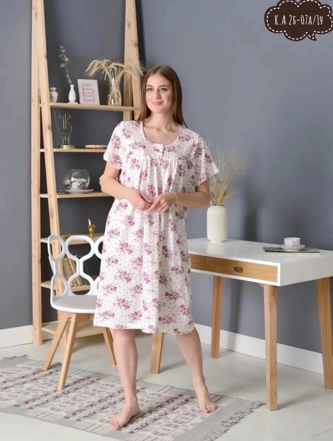 женская ночная сорочка 42289 (цветы),сорочка женская № 42289 кулирка цветы,женская ночная сорочка,ночная сорочка,сорочка женская