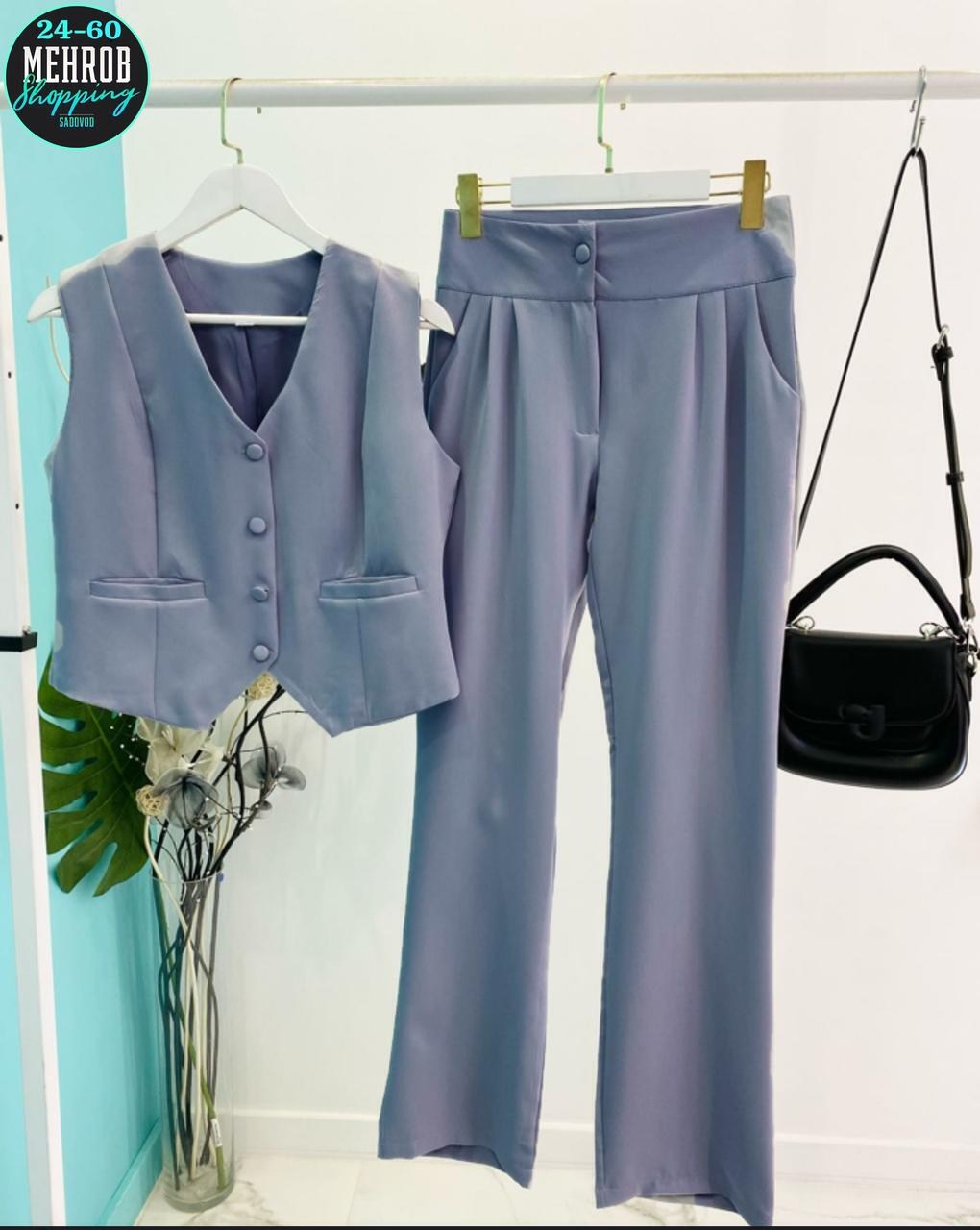 женский комплект из жилета и широких брюк,костюм жилет и брюки,брючный костюм элегантный,модный костюм жилет широкие брюки повседневный,брючный костюм с жилетом