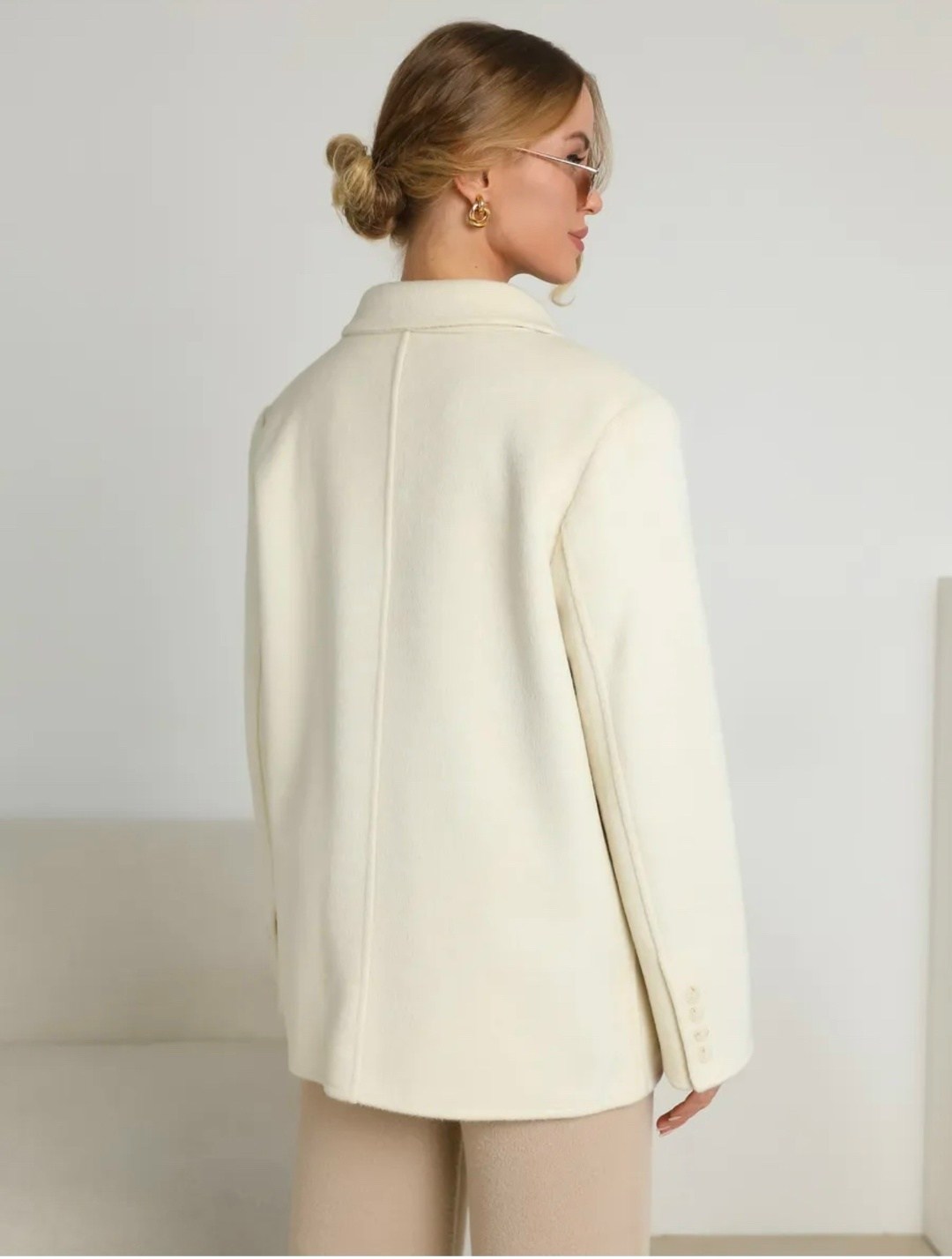 полупальто пиджак оверсайз шерсть white one,жакеты и пальто,жакет,пальто пиджак,шерстяное пальто answear lab бежевый