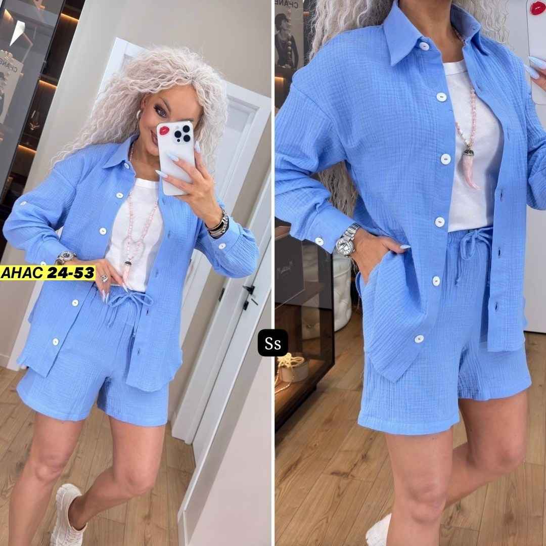женский костюм шорты,летние костюмы женские,женские костюмы,костюм голубой,костюм двойка
