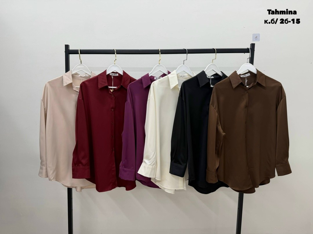 рубашка блузка шелковая атласная oklab 258021519,женская блузка,рубашка женская,рубашка офисная атласная шелковая,блузка рубашка шелковая нарядная в офис цвет шоколадный коричневый