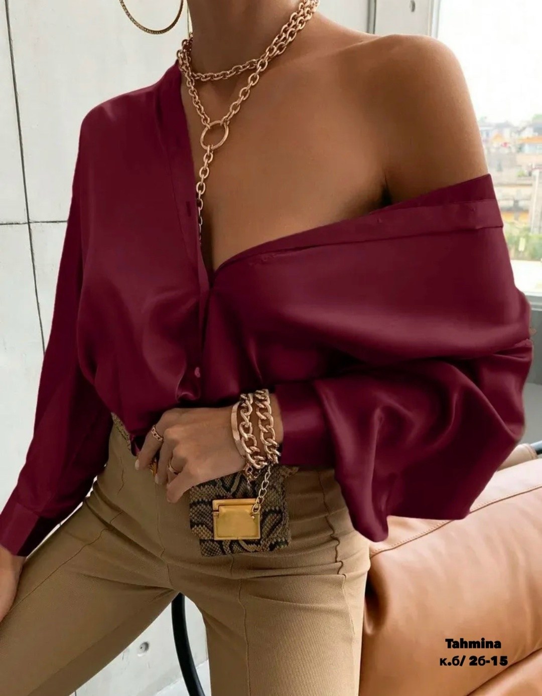 рубашка блузка шелковая атласная oklab 258021519,женская блузка,рубашка женская,рубашка офисная атласная шелковая,блузка рубашка шелковая нарядная в офис цвет шоколадный коричневый