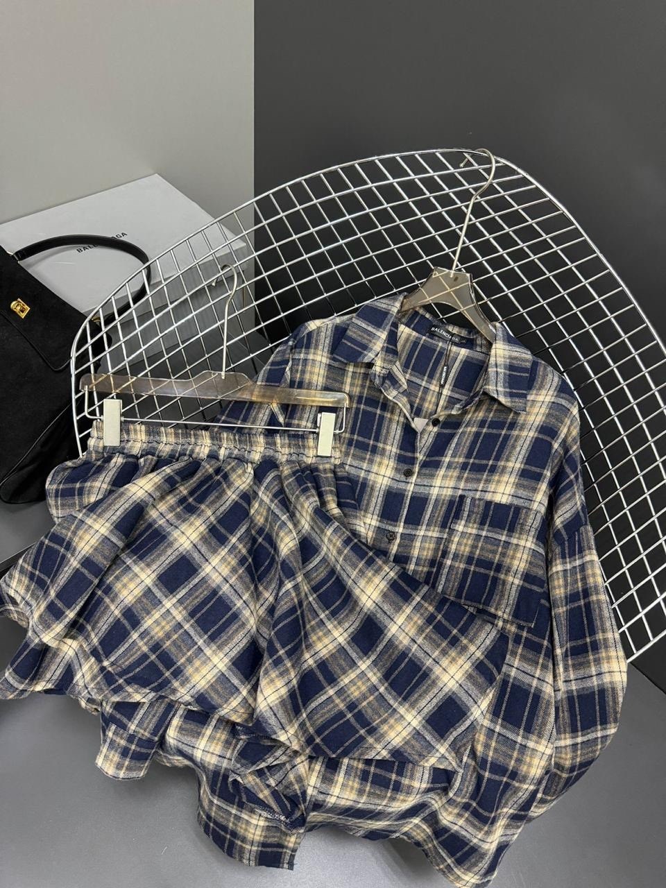 костюм с юбкой в клетку,костюм с юбкой,костюм с юбкой и рубашкой в клетку vi&so 332044247,костюм в клетку,костюм женский с юбкой