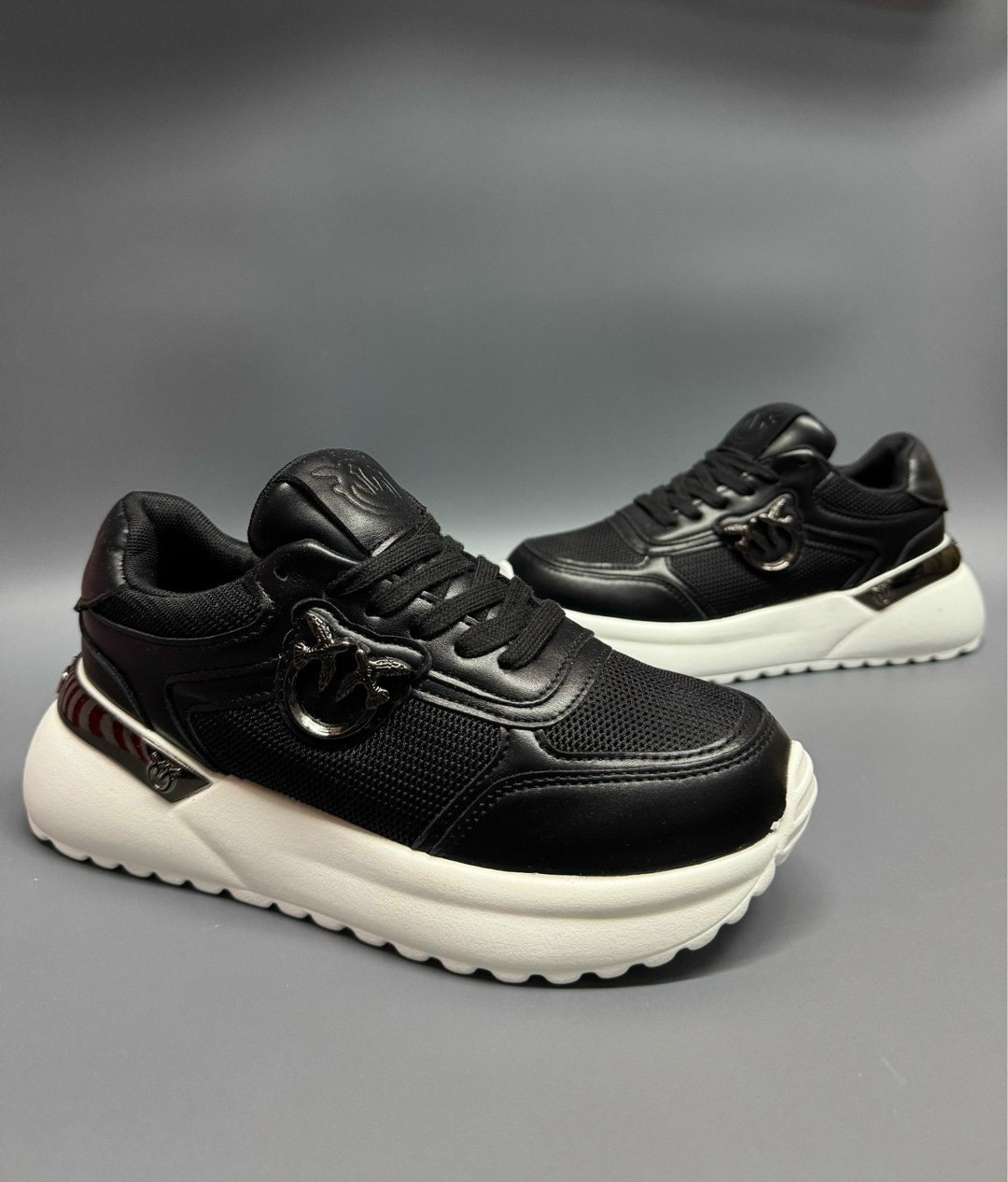 ,кроссовки женскиe,кроссовки кожаные на высокой подошве pinko,черные кроссовки,кроссовки pinko