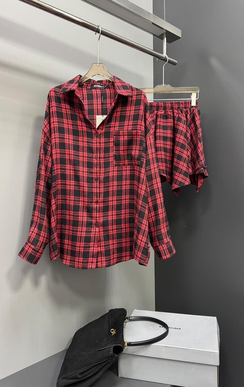 костюм в клетку,стильный костюм в клетку,костюм рубашка и юбка,костюм в клетку женский,костюм женский