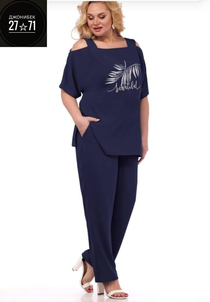 летние брючные костюмы для полных женщин,женские костюмы больших размеров,брючный комплект,костюм с брюками,костюм двойка женский летний брючный