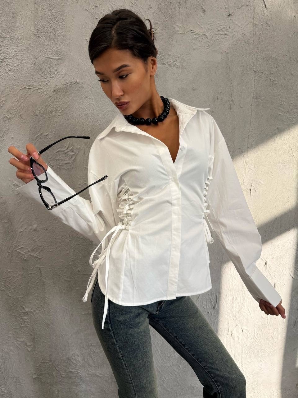 рубашка женская,рубашка блузка,рубашка с завязками,стильная рубашка,рубашка женская белая