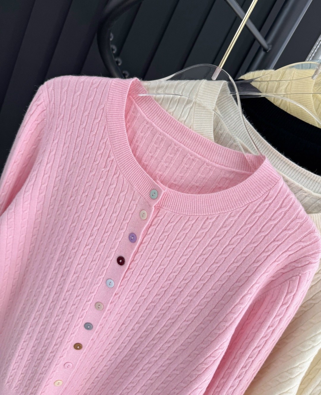 женский вязаный кардиган,кардиган однотонный женский вязаный,розовый кардиган,кардиган женский повседневный,кардиган с круглым вырезом