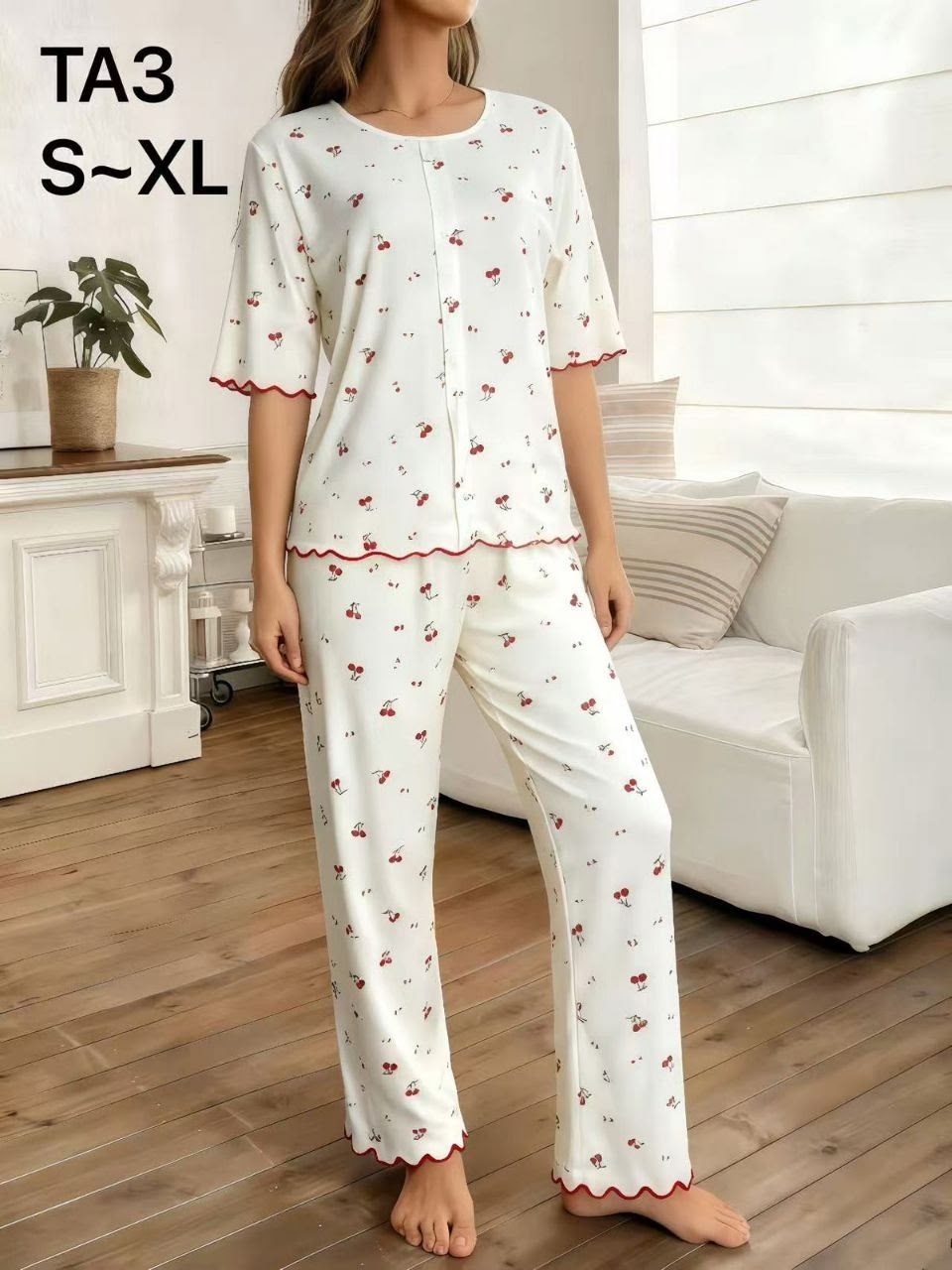 пижама женская,пижама для женщин,женская длинная пижама bella notte с принтом вишни и воротником питер пэн на пуговицах,пижама женская с брюками,пижама розовая