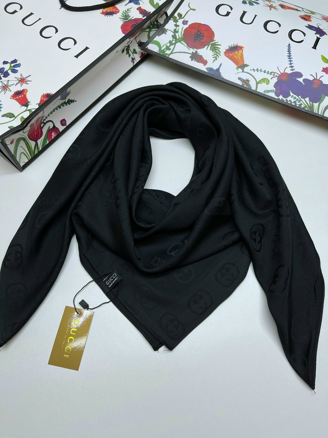 платок шелковый однотонный,брендовый платок,шейный платок гуччи,платок mirra,платок женский однотонный 100*100 см арт. 1218461