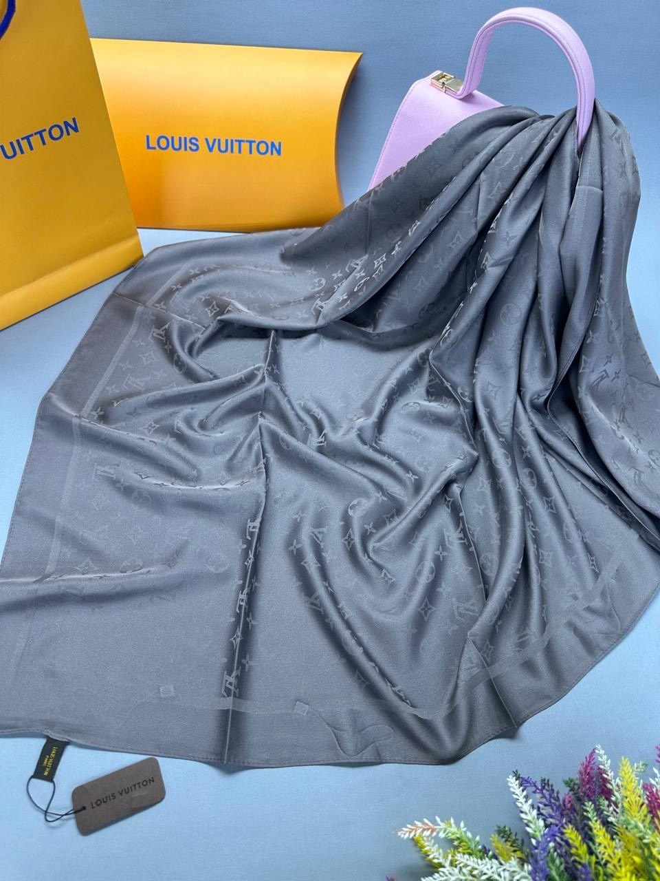 платок louis vuitton,платок из натурального шелка,платок женский,атласный платок,шелковый платок