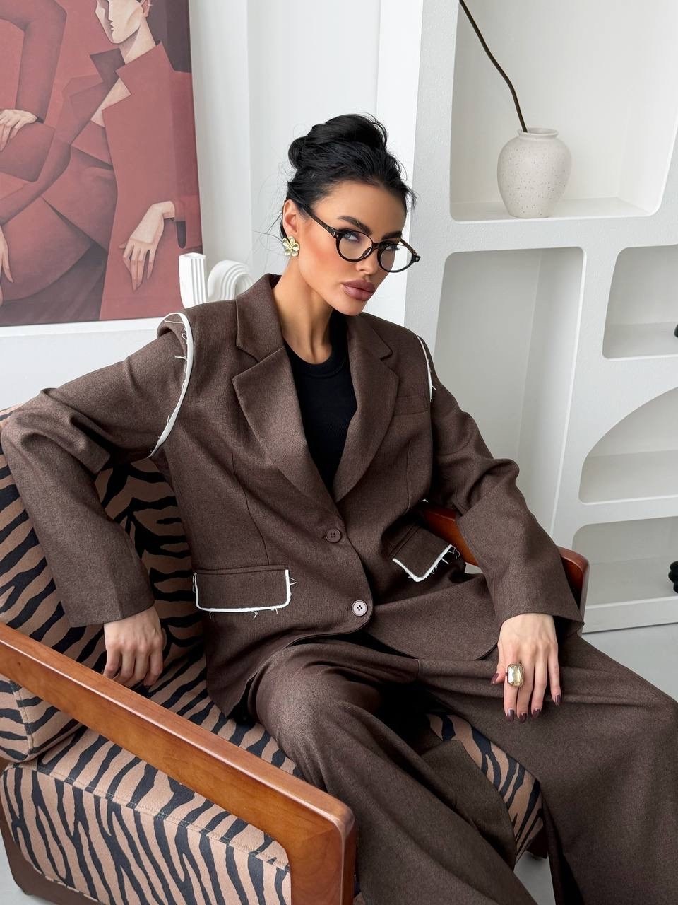 костюм брючный 1187 капучино anelli,костюм брючный,брючный костюм mislana 1031 коричневый,костюм с брюками,брючный комплект