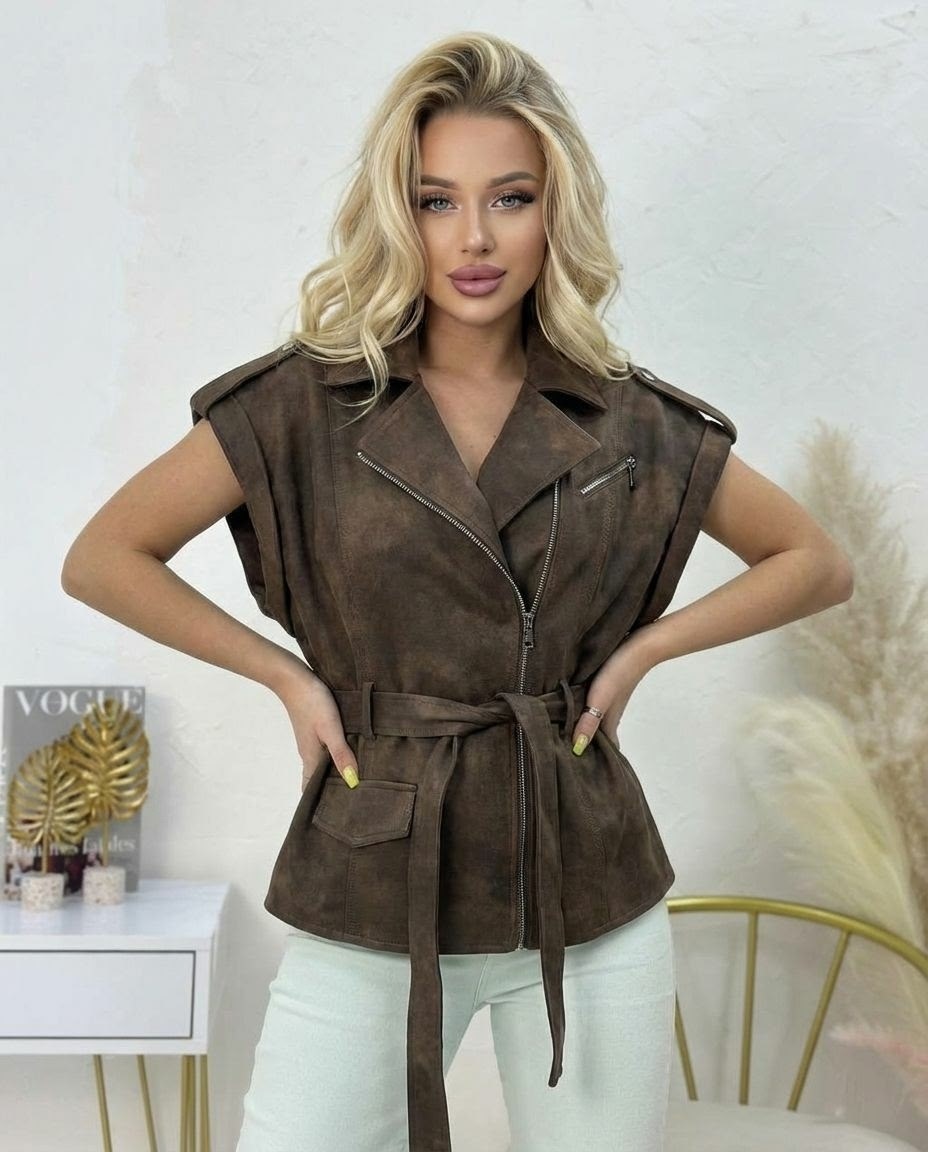 кожаная куртка,кожаный жилет,жилет с поясом,модная куртка,кожаная женская куртка