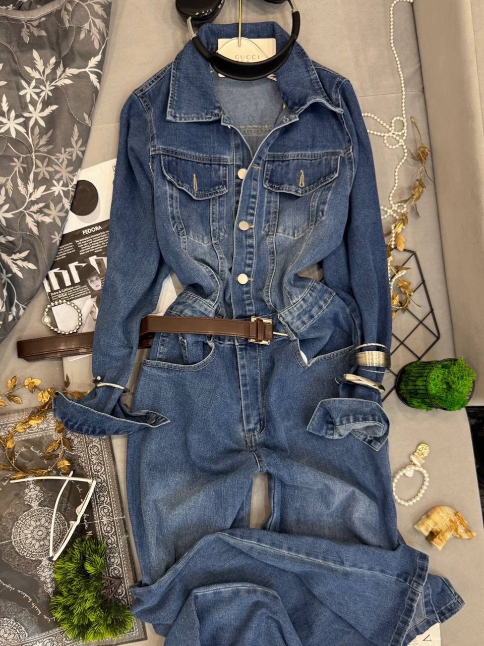 джинсовый комбинезон женский,джинсовый комбинезон,джинсовый слитный комбинезон женский,женский джинсовый комбинезон в стиле ретро,комбинезон женский джинсовый с длинным рукавом