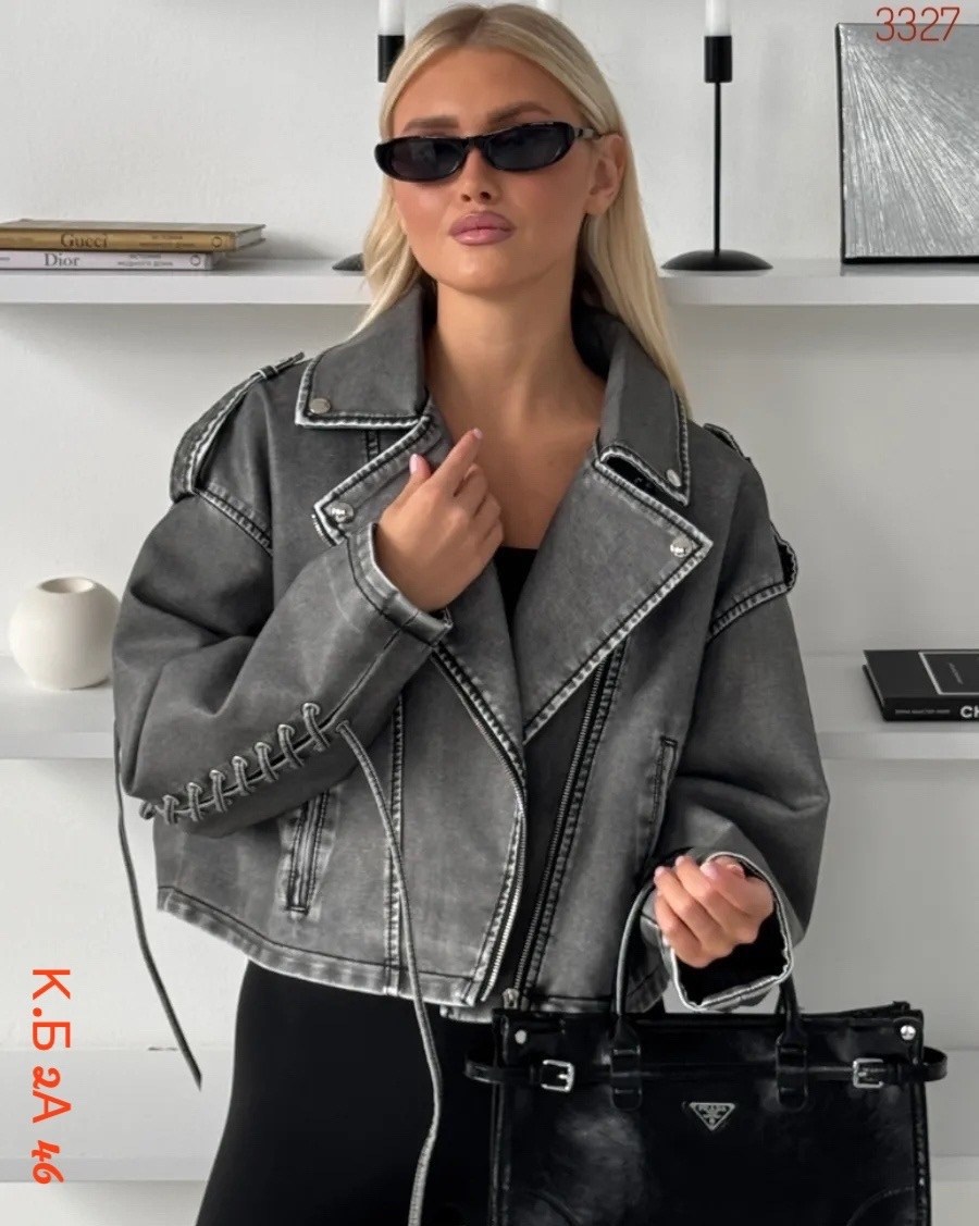 куртка косуха,куртка женская косуха,женская куртка-косуха серого цвета из экокожи,женская косуха,кожаная куртка косуха