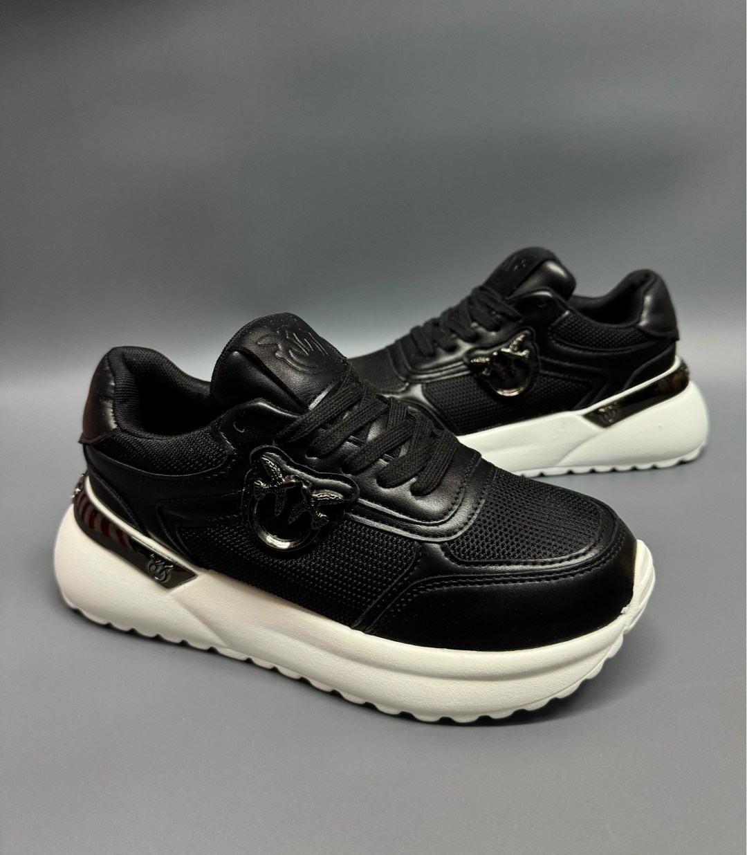 ,кроссовки женскиe,кроссовки кожаные на высокой подошве pinko,черные кроссовки,кроссовки pinko