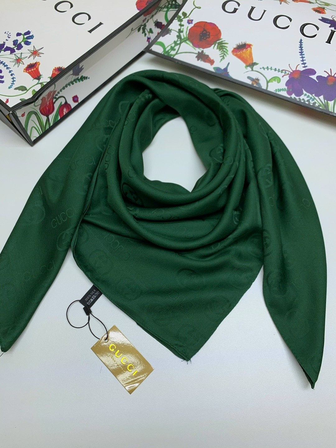 платок шелковый однотонный,брендовый платок,шейный платок гуччи,платок mirra,платок женский однотонный 100*100 см арт. 1218461