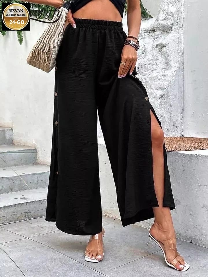 брюки палаццо с разрезами по бокам,широкие брюки женские,широкие брюки,брюки с широкими штанинами,широкие брюки для женщин