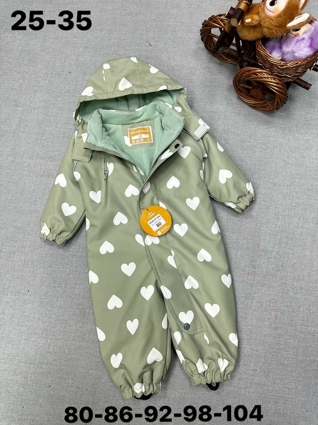 комбинезон детский crockid 1g ovl 001 1_b пыльный пудровый сердца,утеплённый комбинезон для девочек,комбинезон crockid для девочек,комбинезон crockid демисезонный,crockid комбинезон