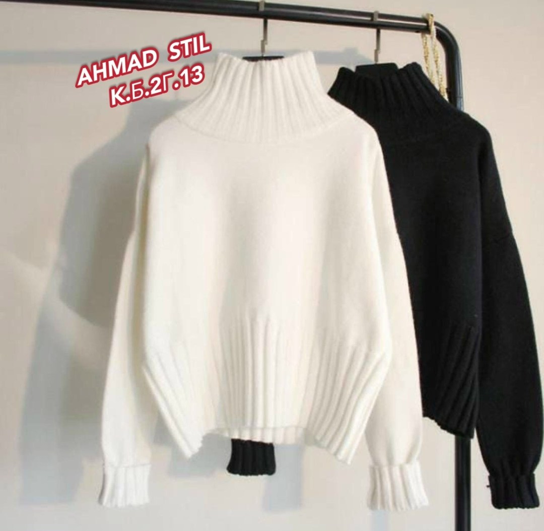 свитер с высоким воротником,белый свитер оверсайз,женский вязаный свитер оверсайз,свитер с высоким воротом,свитер женский вязанный теплый с горлом ari&k