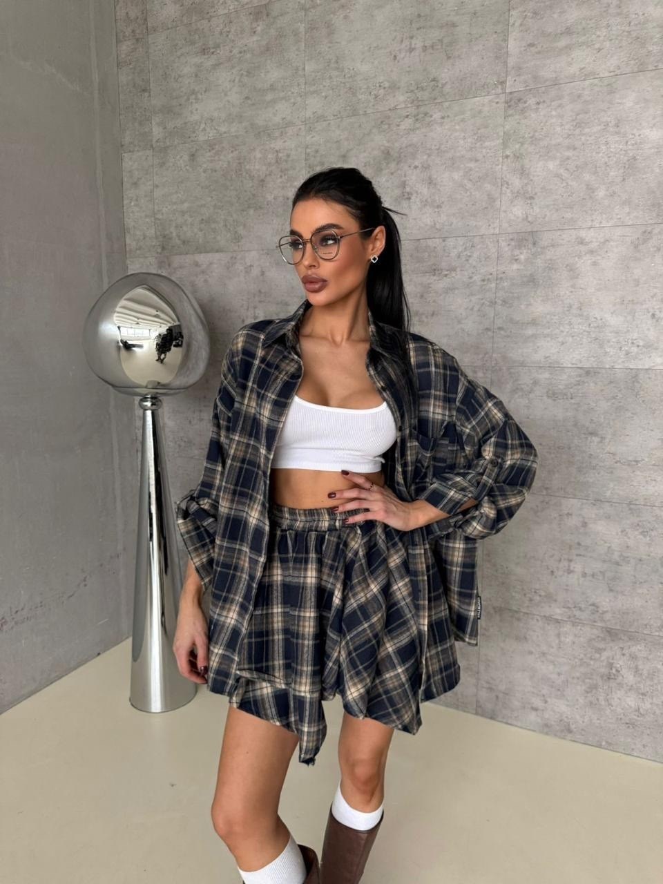 костюм с юбкой в клетку,костюм с юбкой,костюм с юбкой и рубашкой в клетку vi&so 332044247,костюм в клетку,костюм женский с юбкой