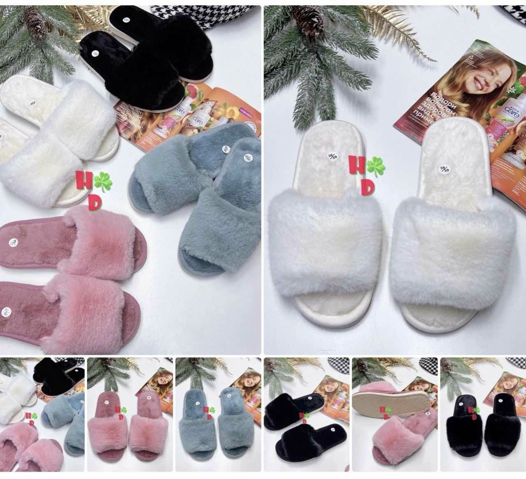 шлепки с мехом,домашние меховые тапочки,тапочки женские,пушистые тапочки,