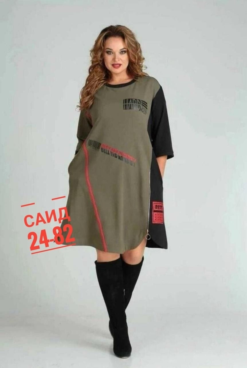 платье женской,платья большие размеры,платье sandyna 13628 хаки,платье sandyna 13628,стильная
