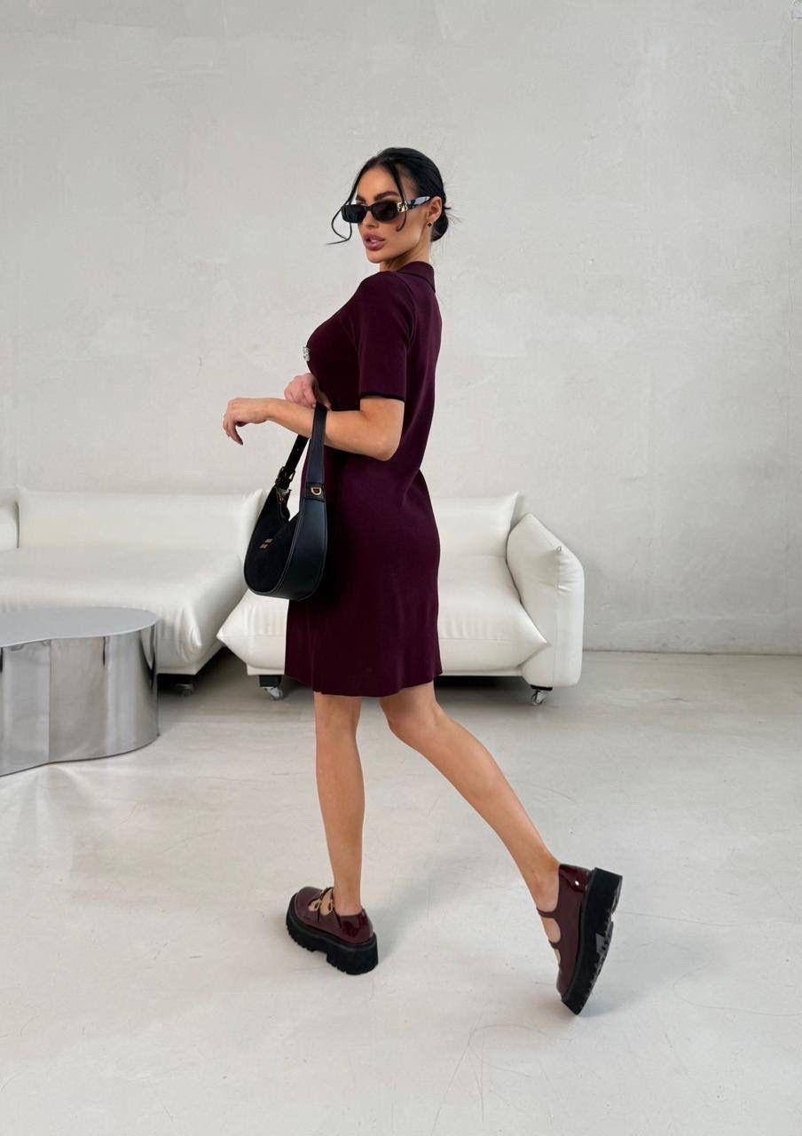 платье трикотажное,платье поло,женская платье,платье,платье бордовое