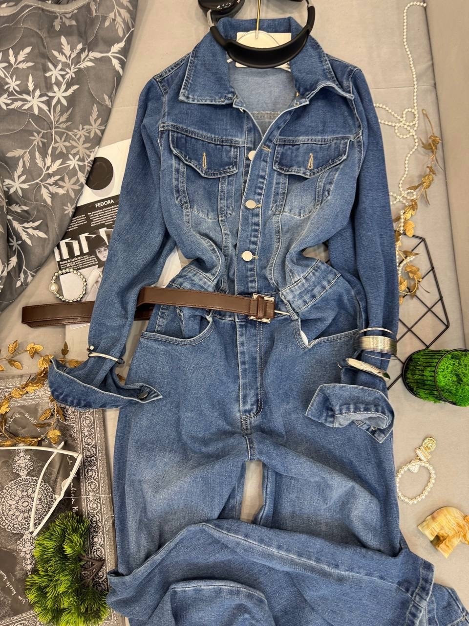 джинсовый комбинезон женский,джинсовый комбинезон,джинсовый слитный комбинезон женский,женский джинсовый комбинезон в стиле ретро,комбинезон женский джинсовый с длинным рукавом