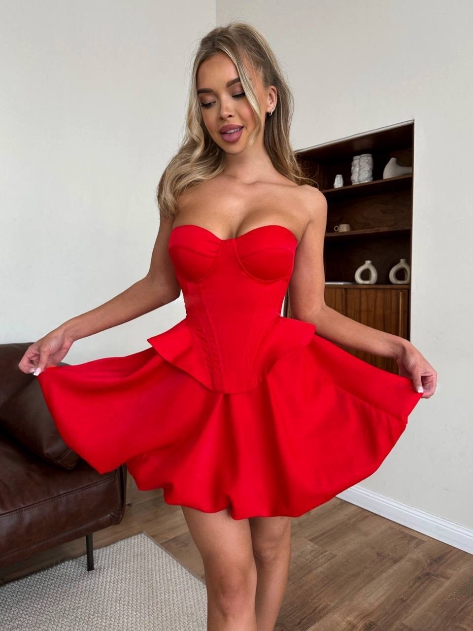 корсет розовый,корсет и юбка,платье-бюстье в длине мини с драпировкой и воланом пудра розовый,платья,платье на выпускной