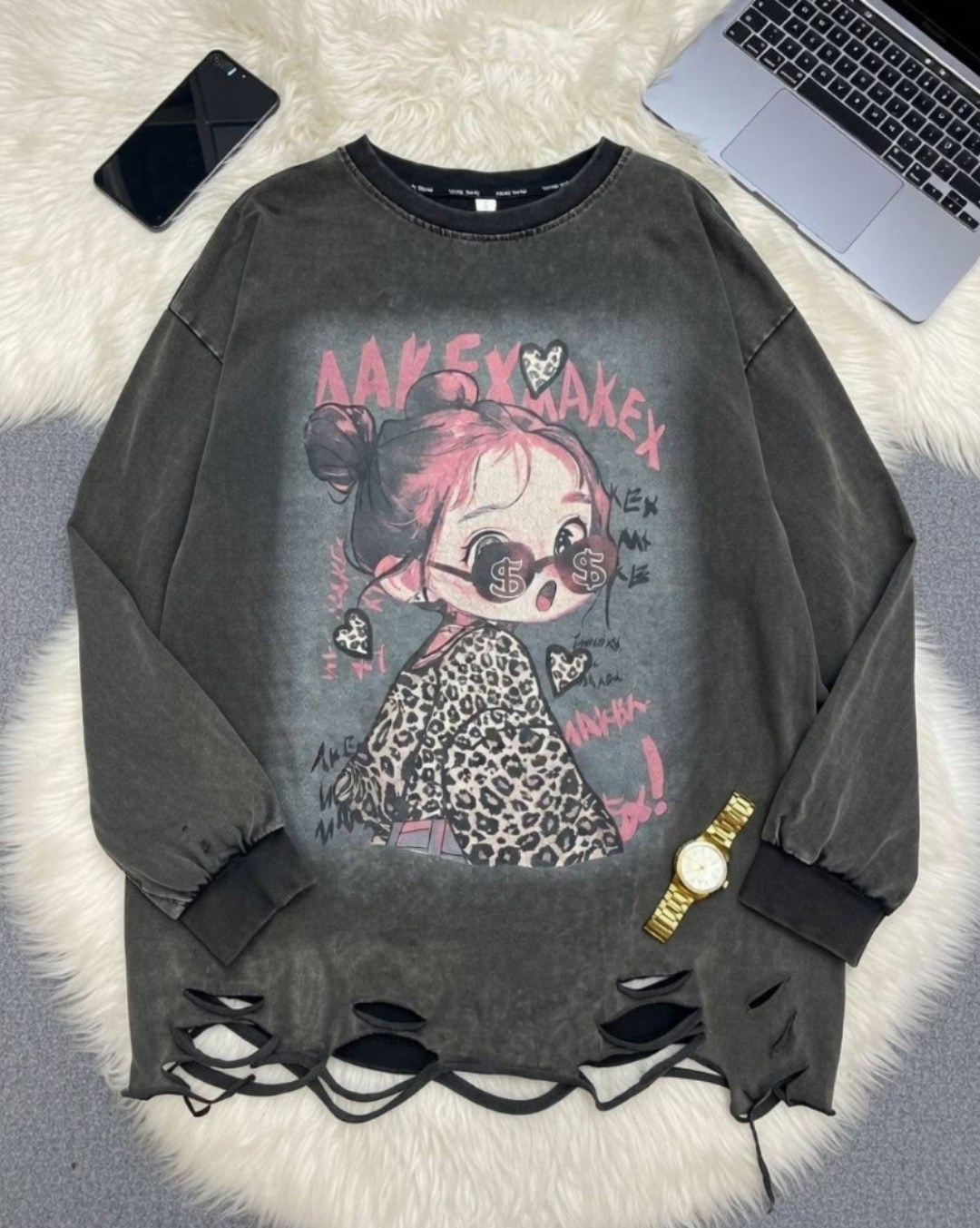 лонгслив рванка оверсайз emil,лонгслив женские,кофта женская,свитшот женский,свитшот рваный толстовка варенка оверсайз кофта мики маус katkat fashion