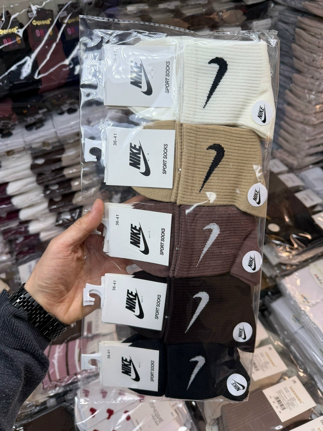 носки найк,носки средние хлопковые набор 5 пар nike,nike комплект носков,носки мужские,носки nike высокие