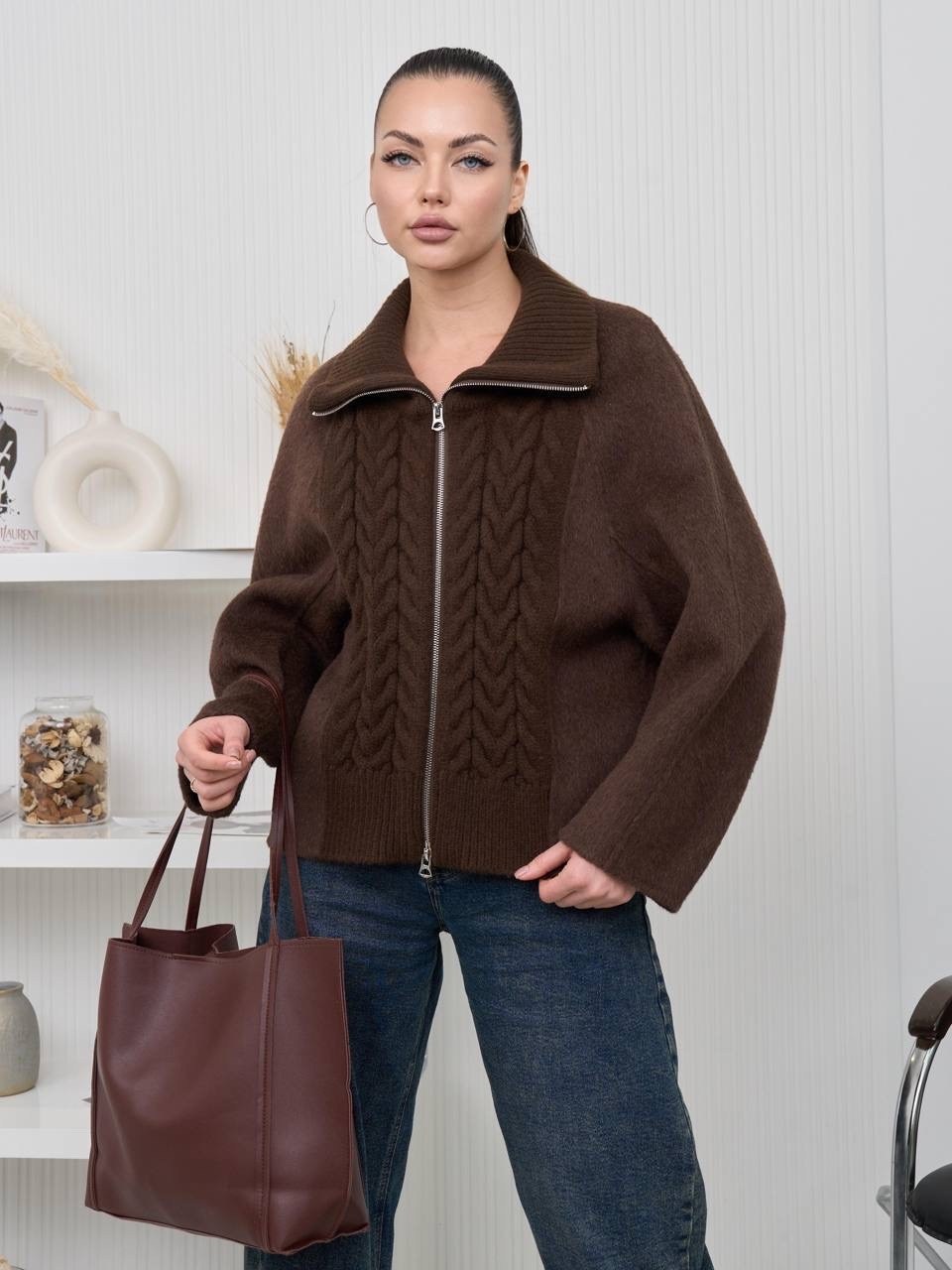 кардиган,кардиган woolook,женская кофта,трендовый джемпер на молнии dina style,свитер женский