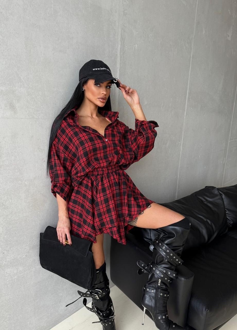 костюм в клетку,стильный костюм в клетку,костюм рубашка и юбка,костюм в клетку женский,костюм женский