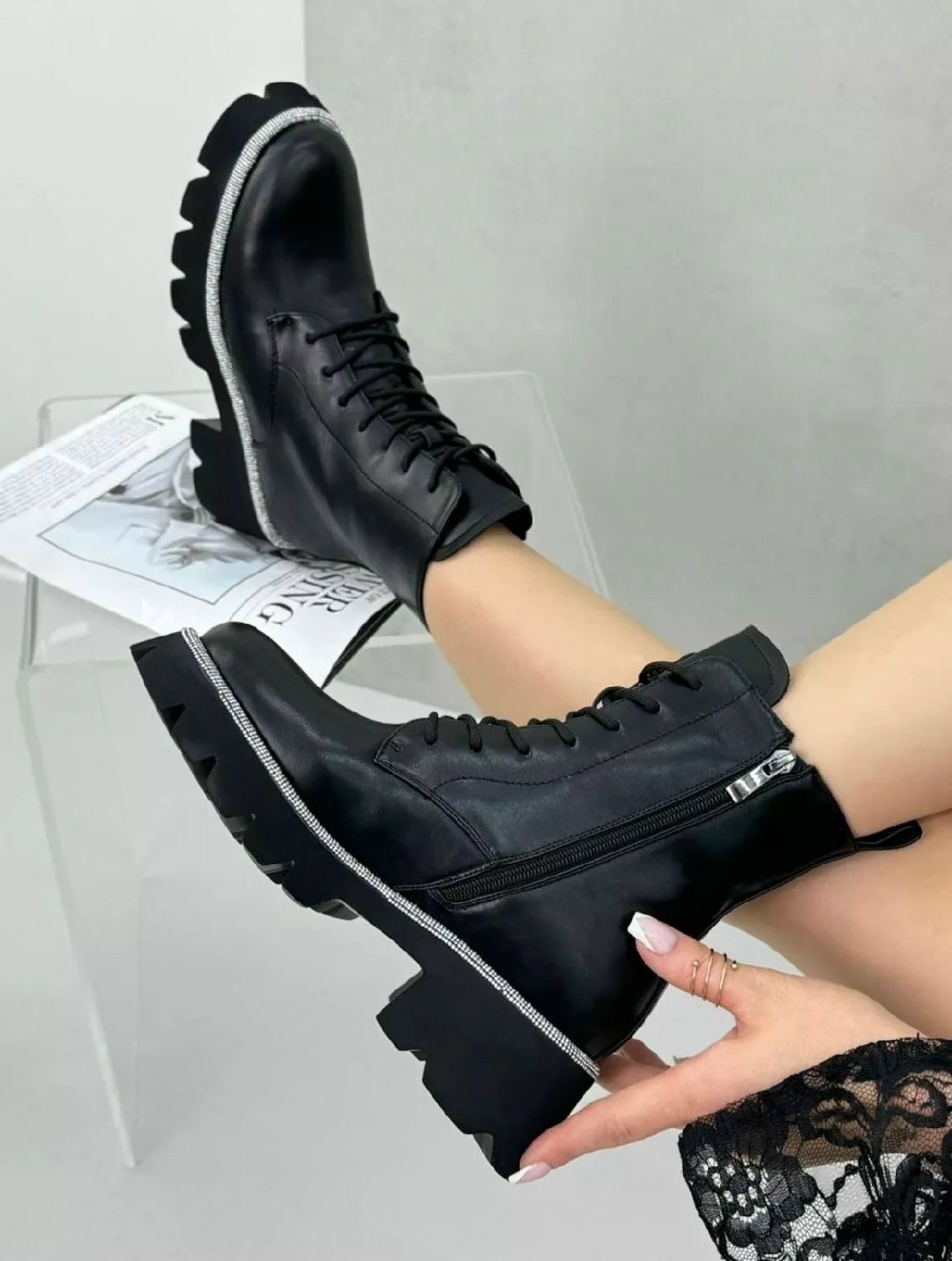 ,женские ботинки,женские зимние ботинки, женская,женские ботинки зима f8766 черные
