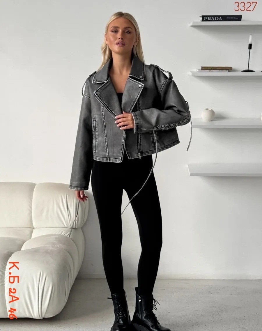 куртка косуха,куртка женская косуха,женская куртка-косуха серого цвета из экокожи,женская косуха,кожаная куртка косуха