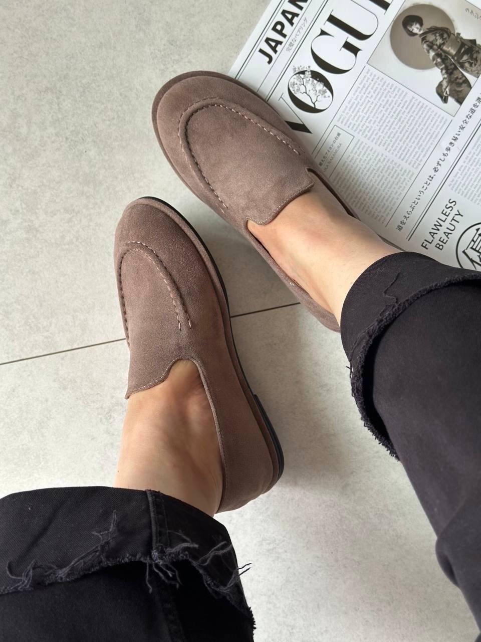 лоферы замшевые,,женские лоферы из натуральной замши,замшевые мокасины лоро пиано,лоферы замшевые лоро пиано