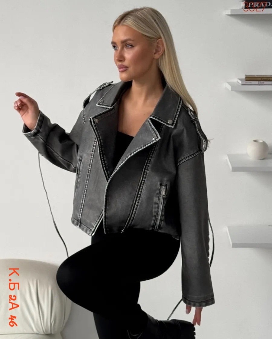 куртка косуха,куртка женская косуха,женская куртка-косуха серого цвета из экокожи,женская косуха,кожаная куртка косуха