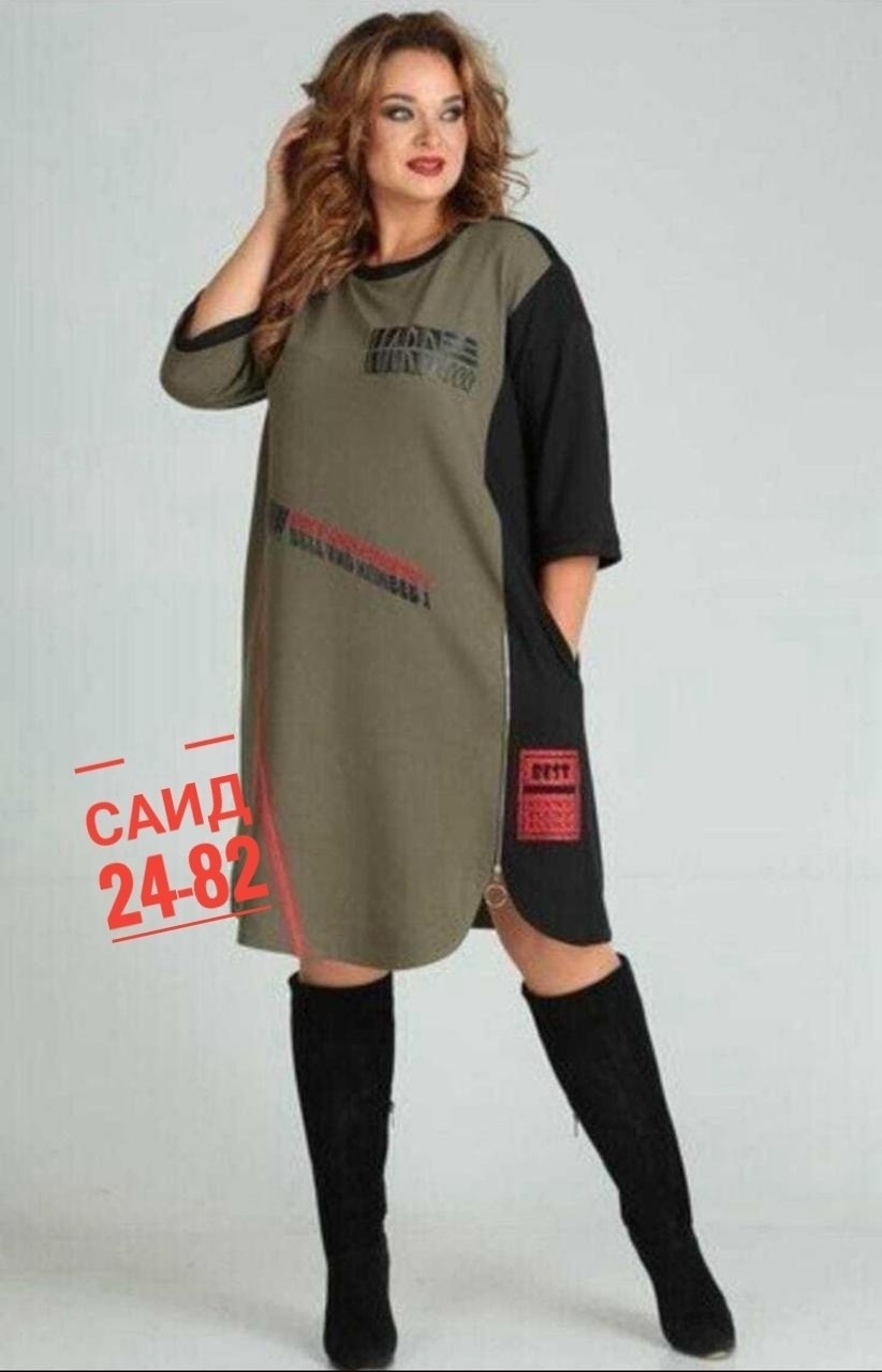 платье женской,платья большие размеры,платье sandyna 13628 хаки,платье sandyna 13628,стильная
