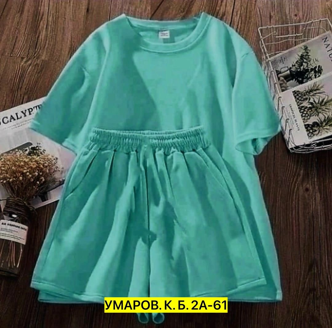 костюм из футера оверсайз бирюзовый,костюм женский,повседневный костюм,костюм из футера женский,костюм женский трикотажный