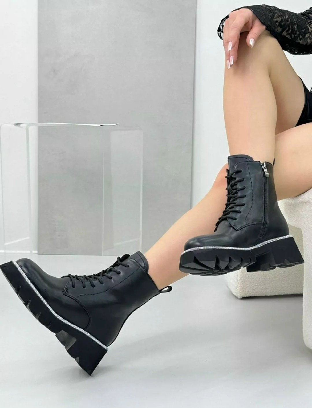 ,женские ботинки,женские зимние ботинки, женская,женские ботинки зима f8766 черные