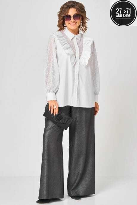 блуза eva grant,белая блуза,блуза svetlana-style 2168 белый_серый,блуза,белая блузка