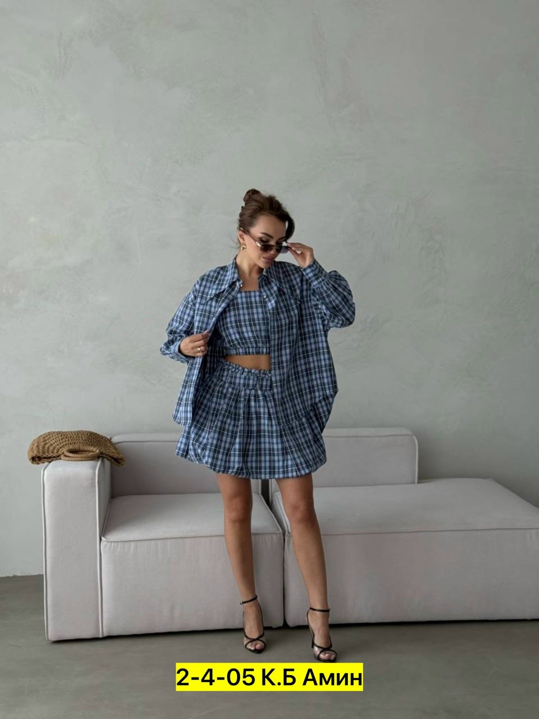 костюм в клетку,костюм тройка,модные комплекты,клетчатый костюм,костюмы женские с юбкой