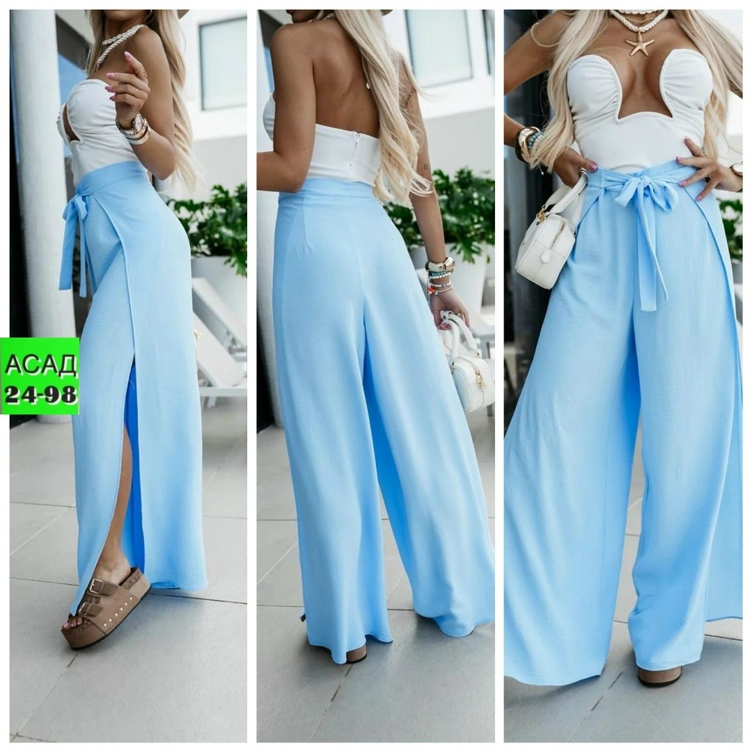 женские широкие брюки,женские легкие брюки,брюки с разрезам,модные брюки палаццо,длинные брюки