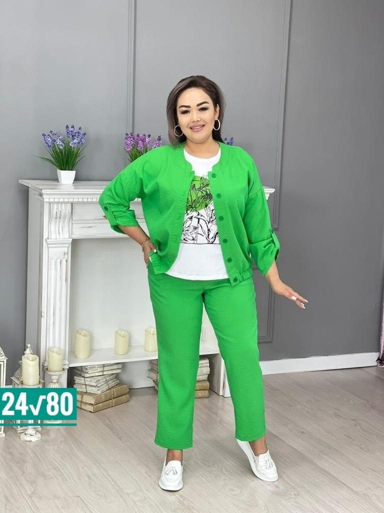 костюм тройка лен женский,костюм женский большие размеры,комплект брючный тройка с бомбером больших размеров markka plus 160402076,женские костюмы больших размеров,костюм классический