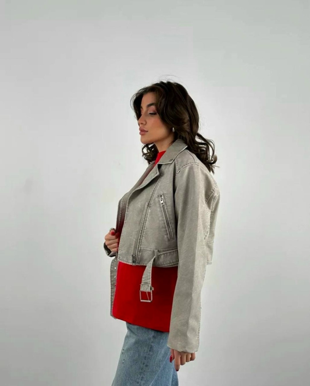 косуха куртка,косуха серая винтажная куртка кожаная оверсайз aftfbasic,женская косуха,косуха,косуха винтажная куртка кожаная oversize серая monyken