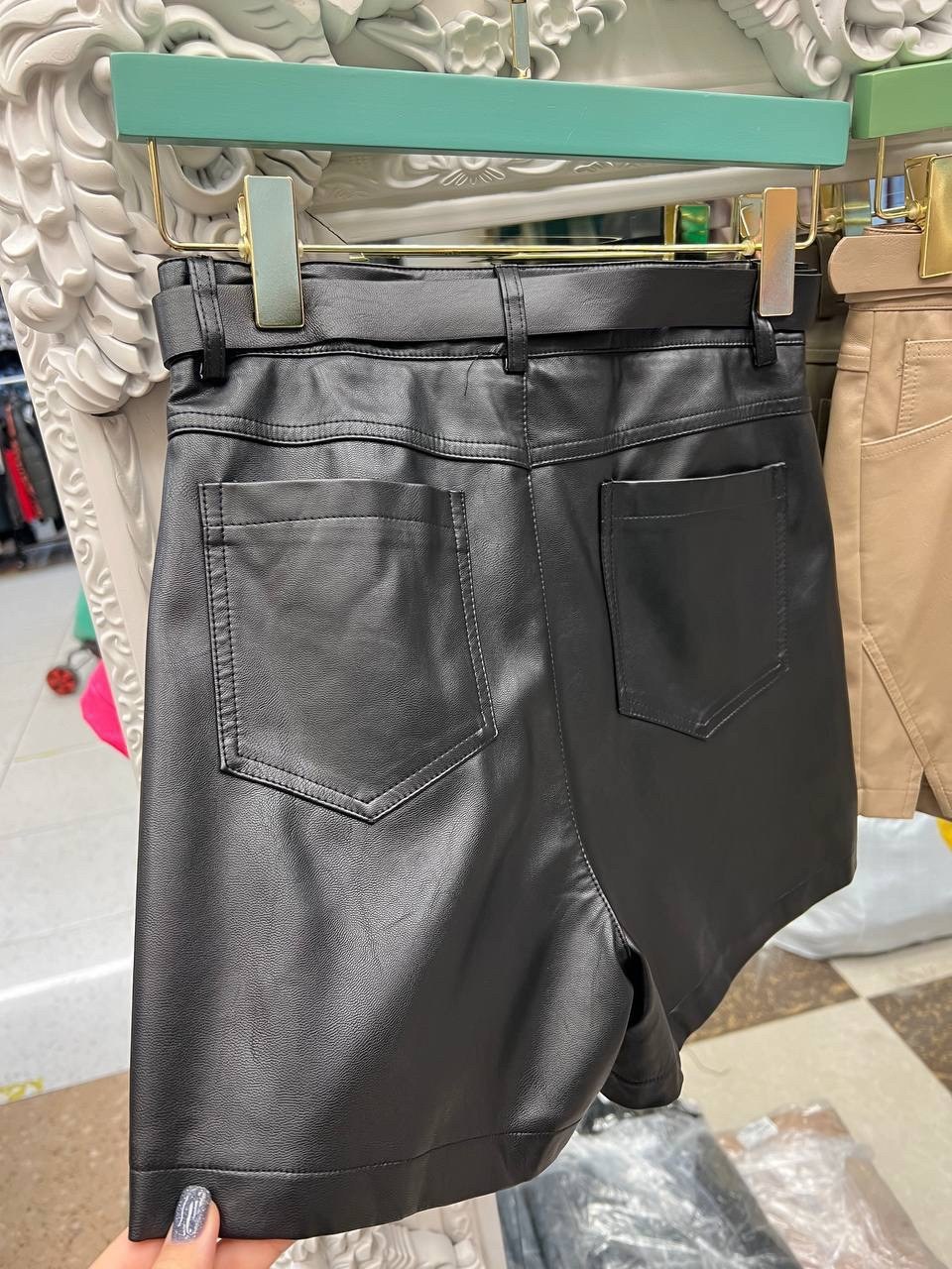 шорты из искусственной кожи с высокой талией,кожаные шорты,шорты женские,женские короткие шорты из натуральной кожи с карманами,шорты женские из искусственной кожи