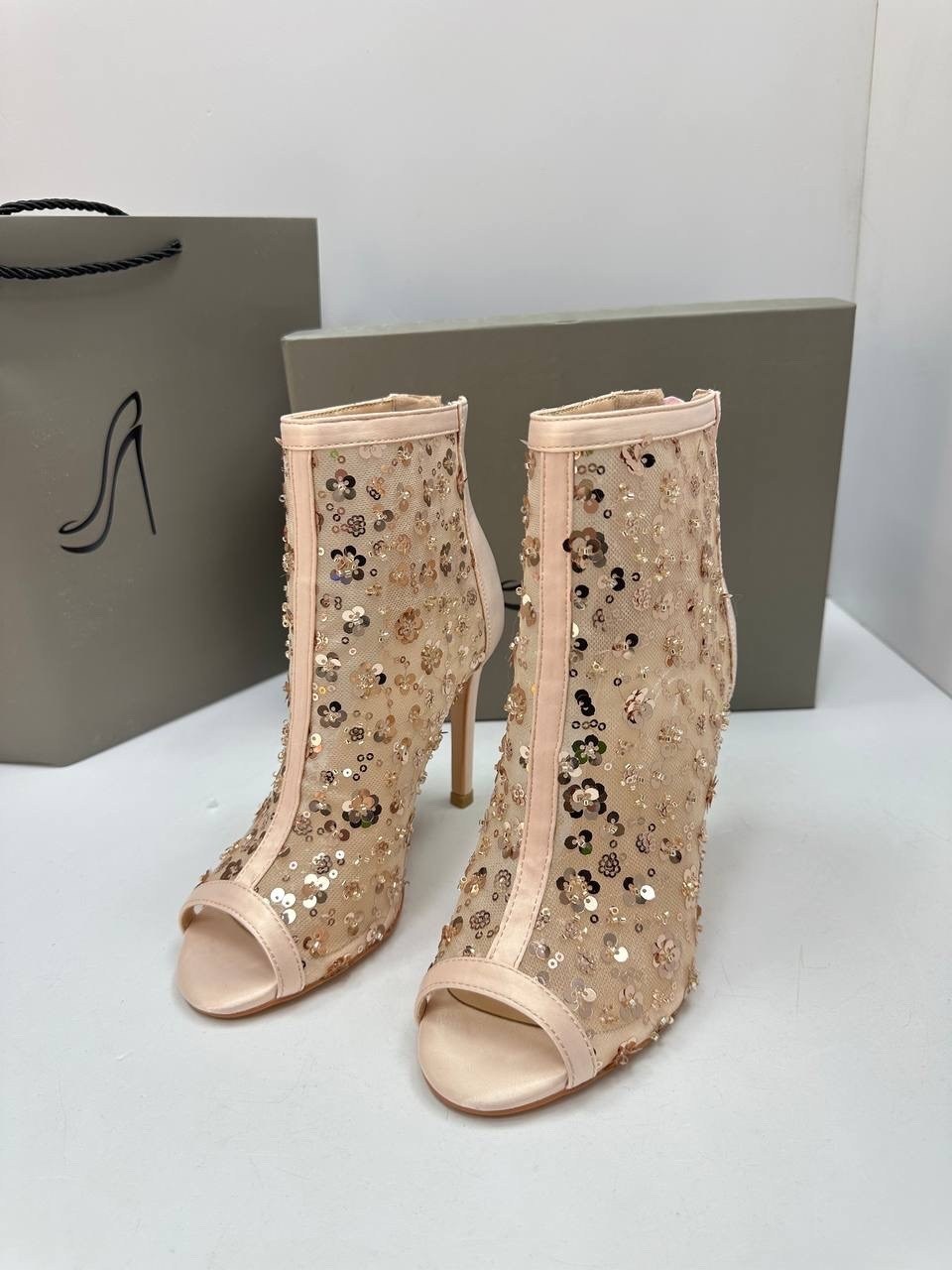 ,женская ,летние ботильоны, на каблуках,ботильоны сетка